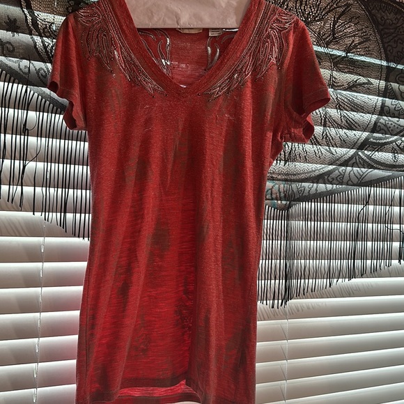 Women’s Miss Me Angel Wings tee shirt with lace and silver stud - Picture 3 of 11